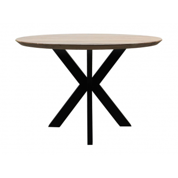 HSM Collection Eettafel Rond Zurich Ø130x76cm Naturel/Zwart Acaciahout/Metaal