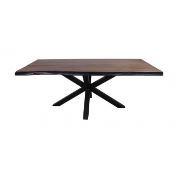 HSM Collection Eettafel Rechthoekig 220cm Walnoot Bruin/Zwart Acaciahout/Metaal