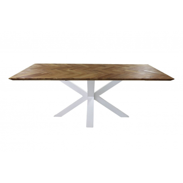 HSM Collection Eettafel Rechthoekig Visgraat 220cm Naturel/Wit Eiken/Metaal