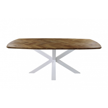HSM Collection Eettafel Visgraat Danish 180cm Naturel/Wit Eiken/Metaal