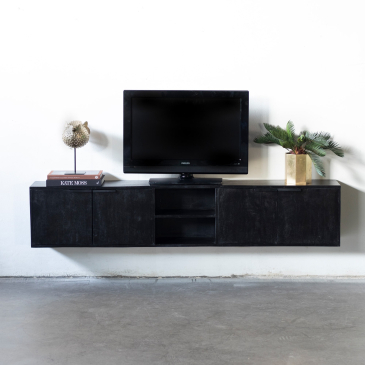 Zwevend Tv-meubel Zen Zwart 200cm - Giga Meubel