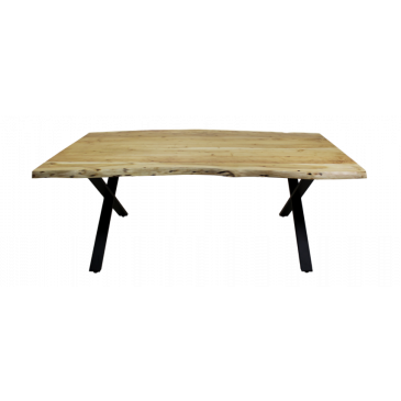 HSM Collection Eettafel Rechthoekig Soho 200cm Naturel/Zwart Acaciahout/Metaal