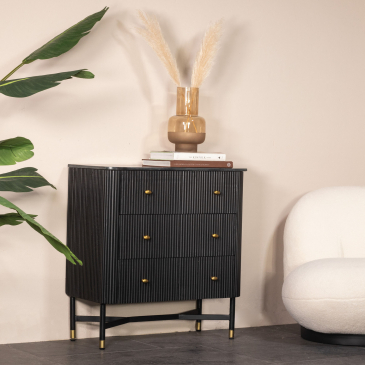 Sidetable Japandi Zwart met Marmer - Giga Meubel