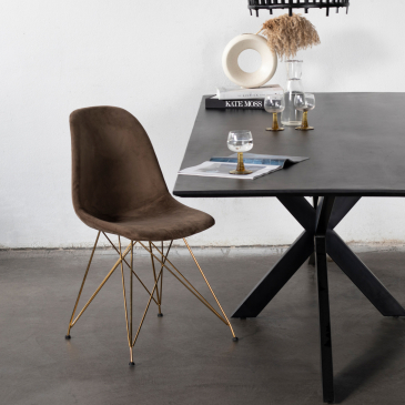 Stoel Jamie Luxe Velvet Champagne (set van 2) - Giga Meubel