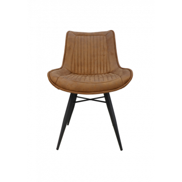 HSM Collection Eetkamerstoel Denver Set van 2 Cognac/Zwart Polyester/Metaal
