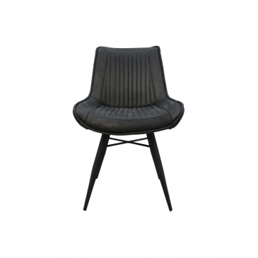 HSM Collection Eetkamerstoel Denver Set van 2 Grijs/Zwart Polyester/Metaal