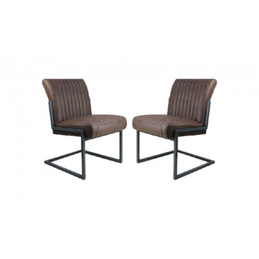 HSM Collection Eetkamerstoel Texas Set van 2 Espresso Yachtleder/Metaal