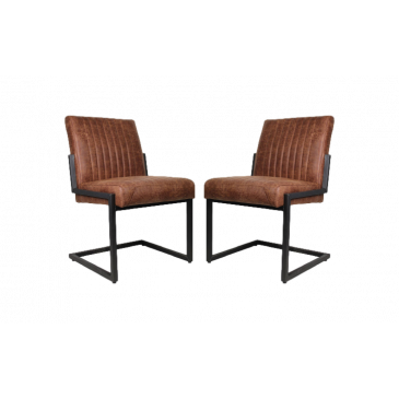 HSM Collection Eetkamerstoel Texas Set van 2 Cognac Yachtleder/Metaal