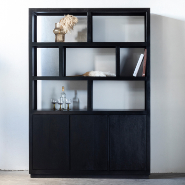Vakkenkast Luxurious Zwart 150cm - Giga Meubel