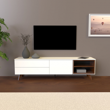 Tenzo Tv-meubel Plain Wit/Walnoot 210cm