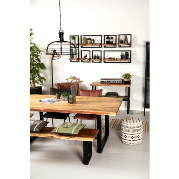 HSM Collection Eettafel Rechthoekig Soho 140cm Naturel/Zwart Acacia/Metaal