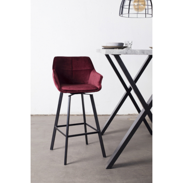 Barkruk Shannon Velvet Rood Draaibaar - Giga Meubel