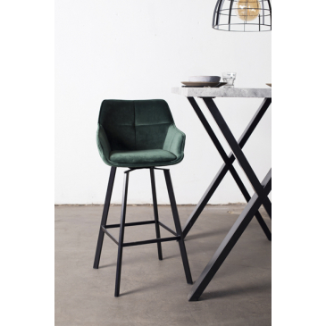 Barstoel Shannon Velvet Groen Draaibaar - Giga Meubel