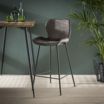 Barstoel velvet ronde buis Antraciet - Giga Meubel
