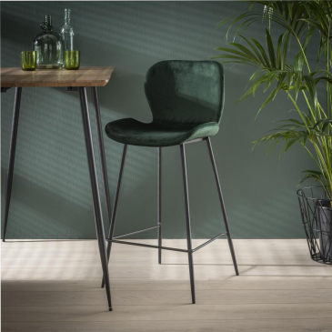 Barstoel Velvet Ronde Buis Groen - Giga Meubel