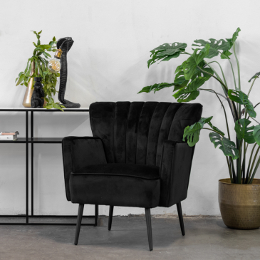 Fauteuil Fonz Velvet Zwart - Giga Meubel
