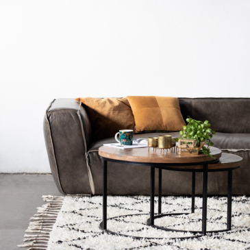 Salontafel Max Bruin Rond Visgraat Set van 2 - Giga Meubel
