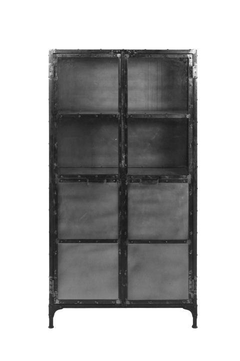 HSM Collection Vitrinekast Brooklyn 90x40x180cm Grijs Metaal/Glas