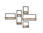 HSM Collection Wandplanken Levels Live Edge 165cm Naturel/Zwart Acacia/Ijzer