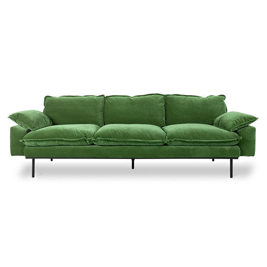 HKliving Retro Sofa 4 Zits Royal Velvet Groen