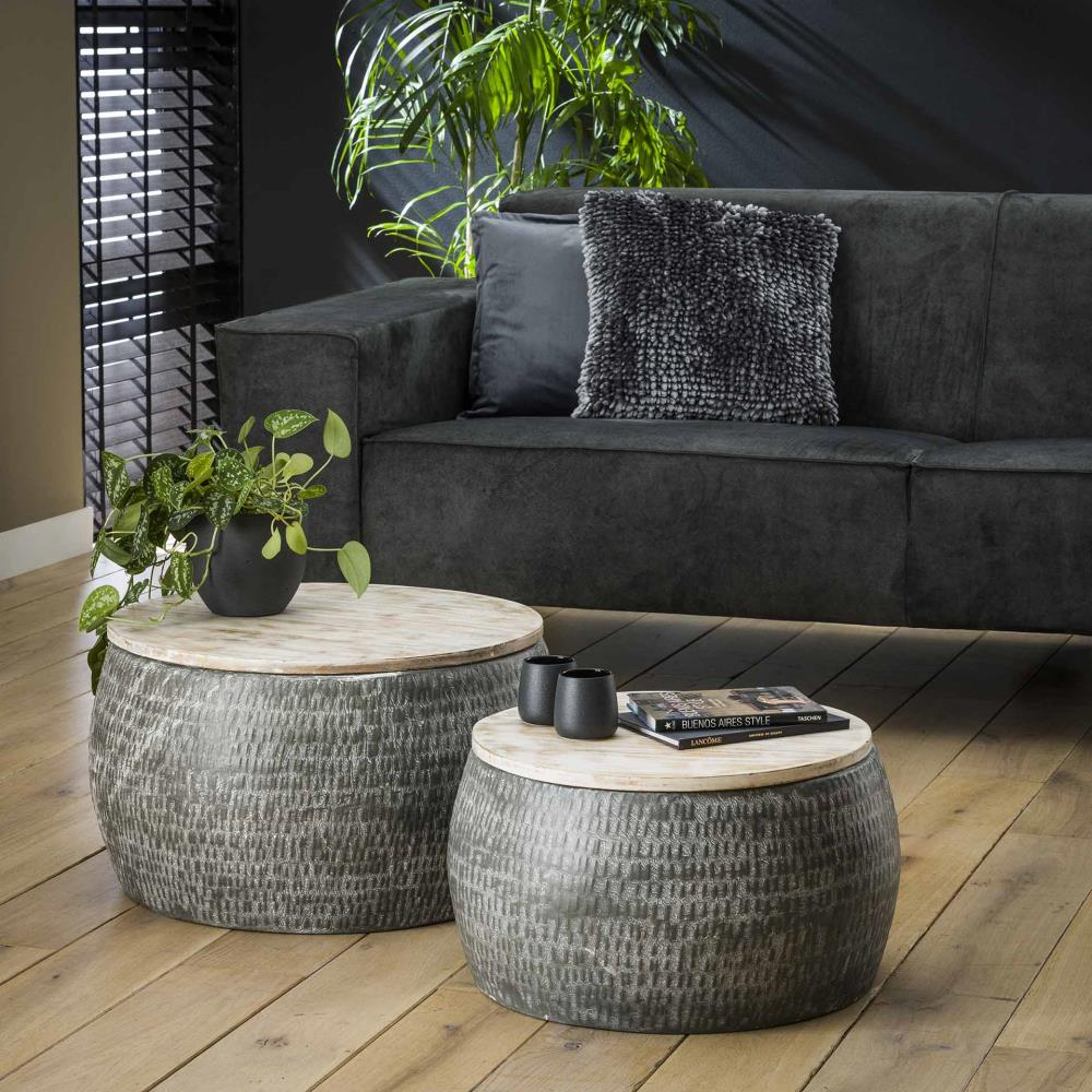 Nucleair Overstijgen pepermunt Salontafel Rond Hout Met Staal Set Van 2 kopen? ⏩ Giga Meubel! - Giga Meubel