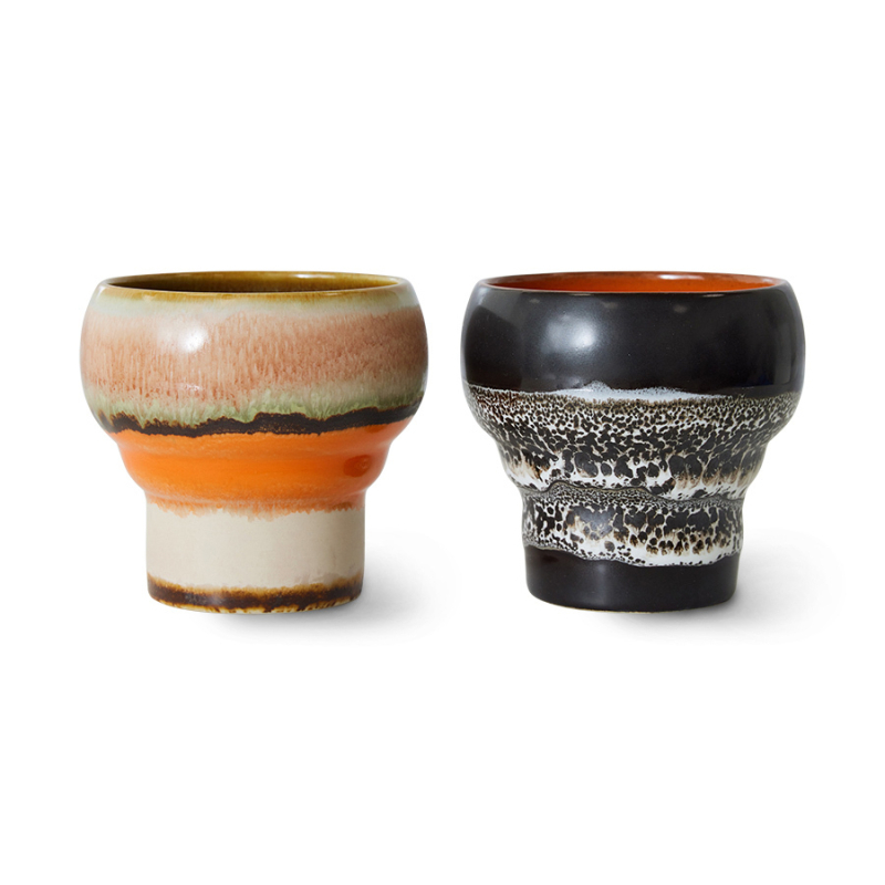 HKliving 70s Ceramics: Lungo Mok Basalt Set van 2