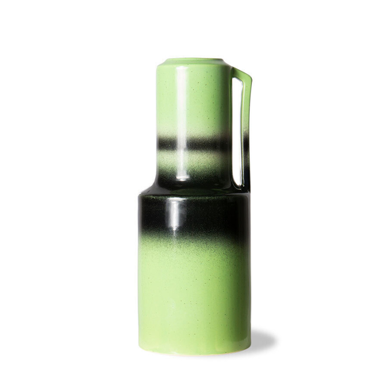 HKliving The Emeralds: Ceramic Vaas Groen With Handle