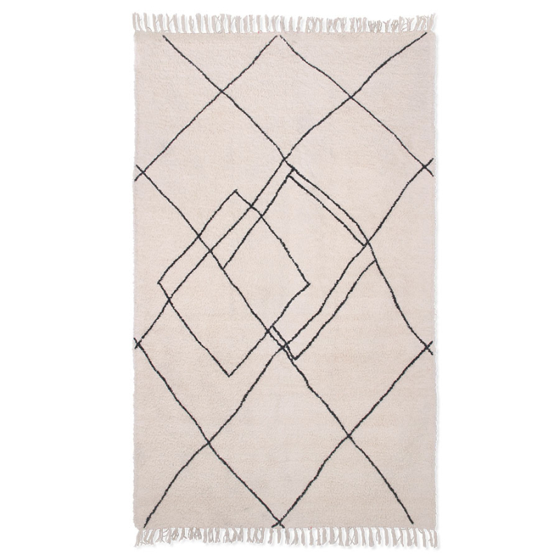 HKliving Karpet Vloerkleed Zigzag Zwart/Wit 240x150cm
