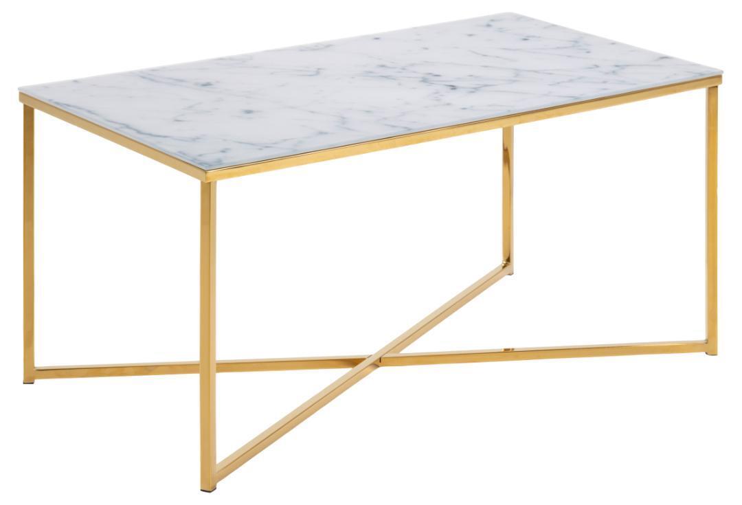 Salontafel Felien Glas Wit/Goud 90cm - Giga Living