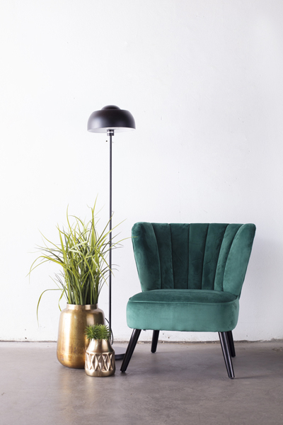 Fauteuil Velvet Groen - Zwarte Poten - Fauteuil Shelly - Giga Meubel