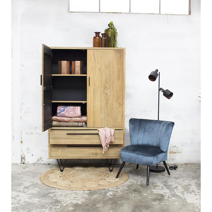 Houten Kast - Matte Afwerking - 110x40x160cm - Kast Ubud - Giga Meubel