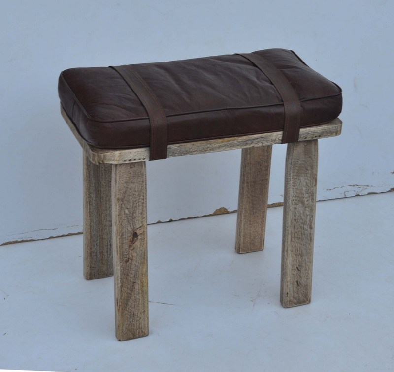 Kruk Hout Met Leer Paris