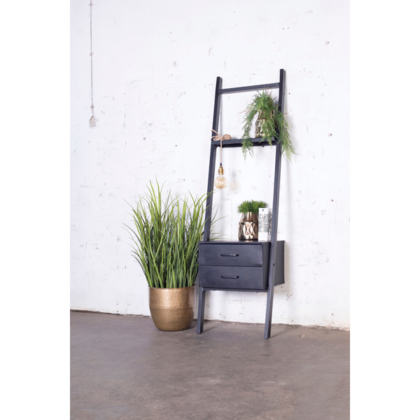 Ladder Nachtkastje - Metaal - Zwart - 180cm - Kast Brooke - Giga Meubel