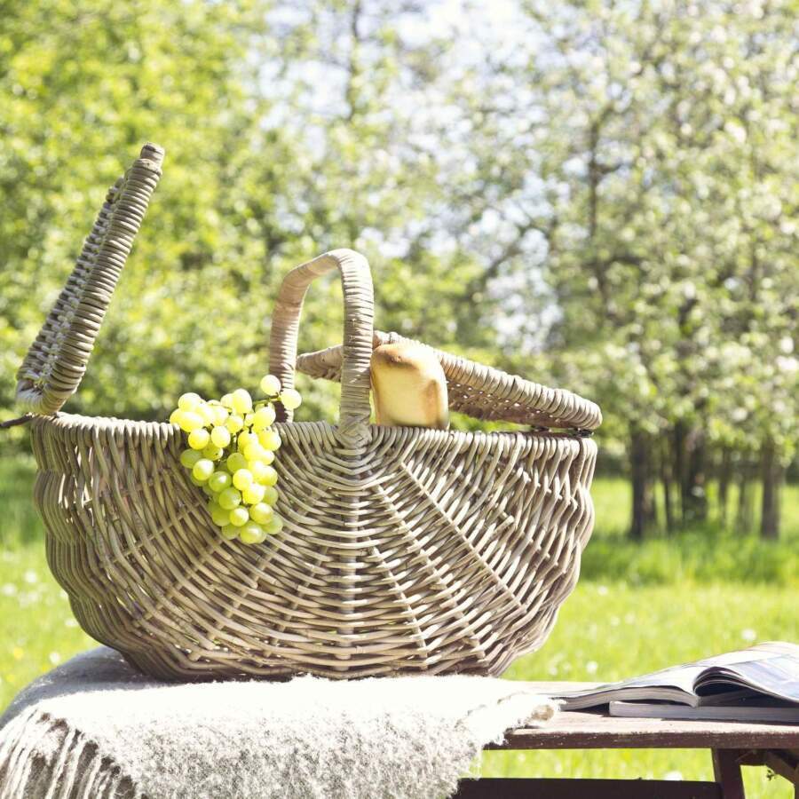 Picknickmand Rotan - 57×38×45cm - Rotan Picknickmand Lily van Vergrijsd Rotan - Het Mandenhuys