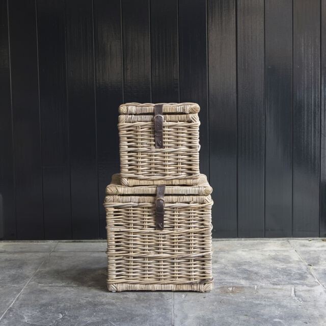 Rotan mand vierkant 'leather' Rotan mand vierkant 'leather'