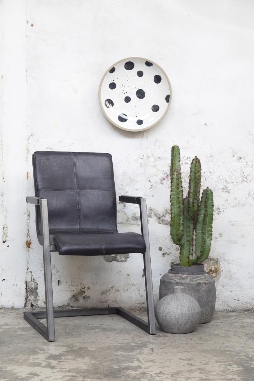 Stoel Gijs Black Washed Leer