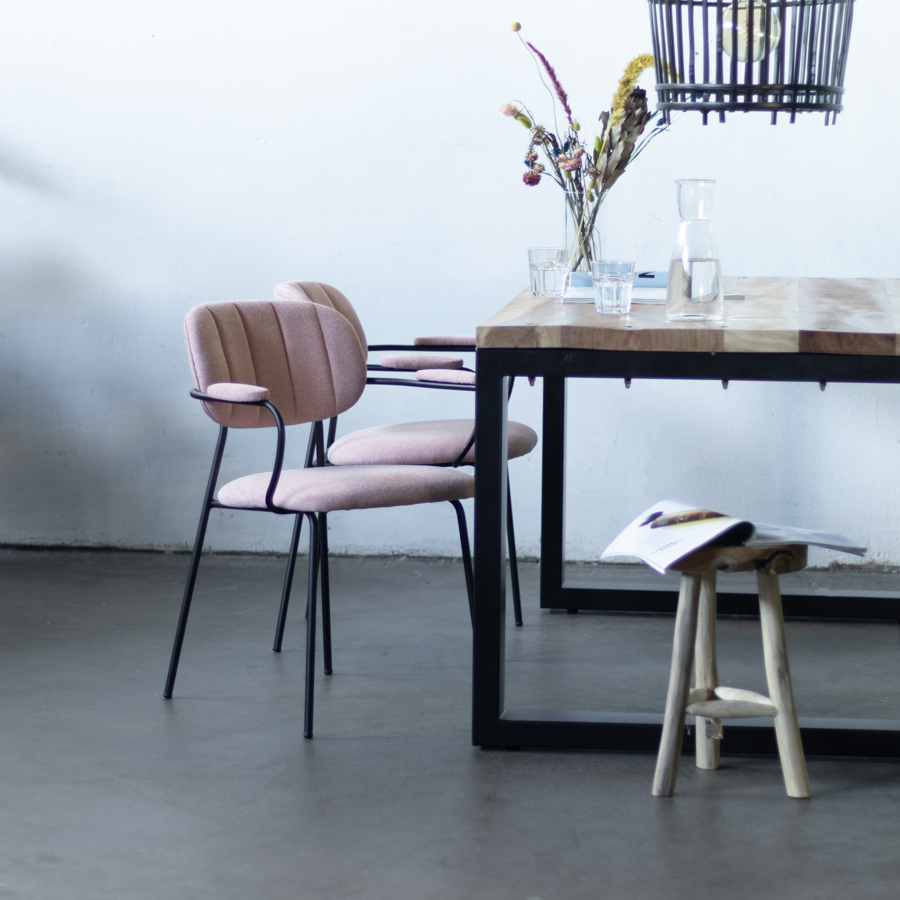 Stoel Jin Luxe Roze met armleuning - Giga Meubel