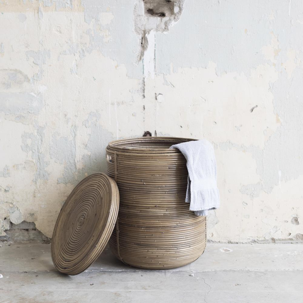 Wasmand Naturel - Rotan - Rond  - Ø55cm - Extra Groot - Stripe - Het Mandenhuys